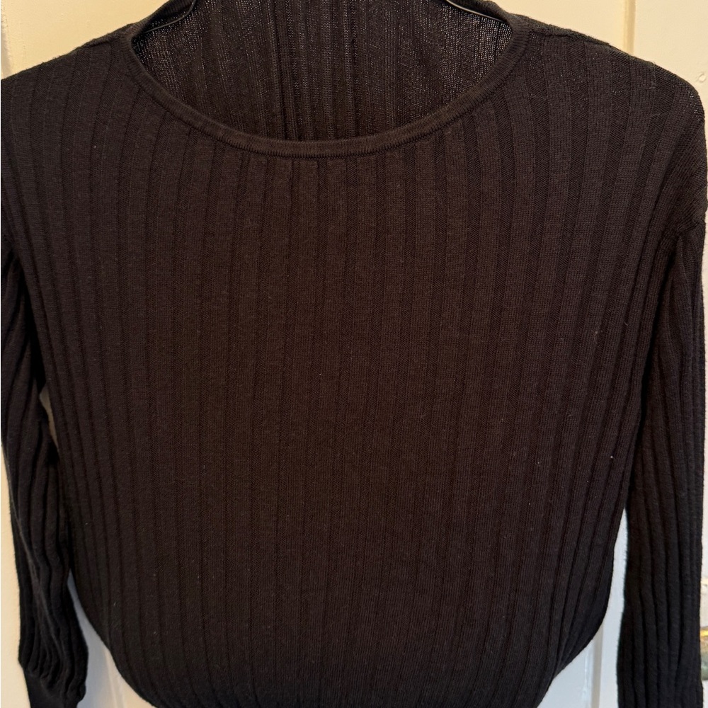 Black Ribbed Knit Sweater